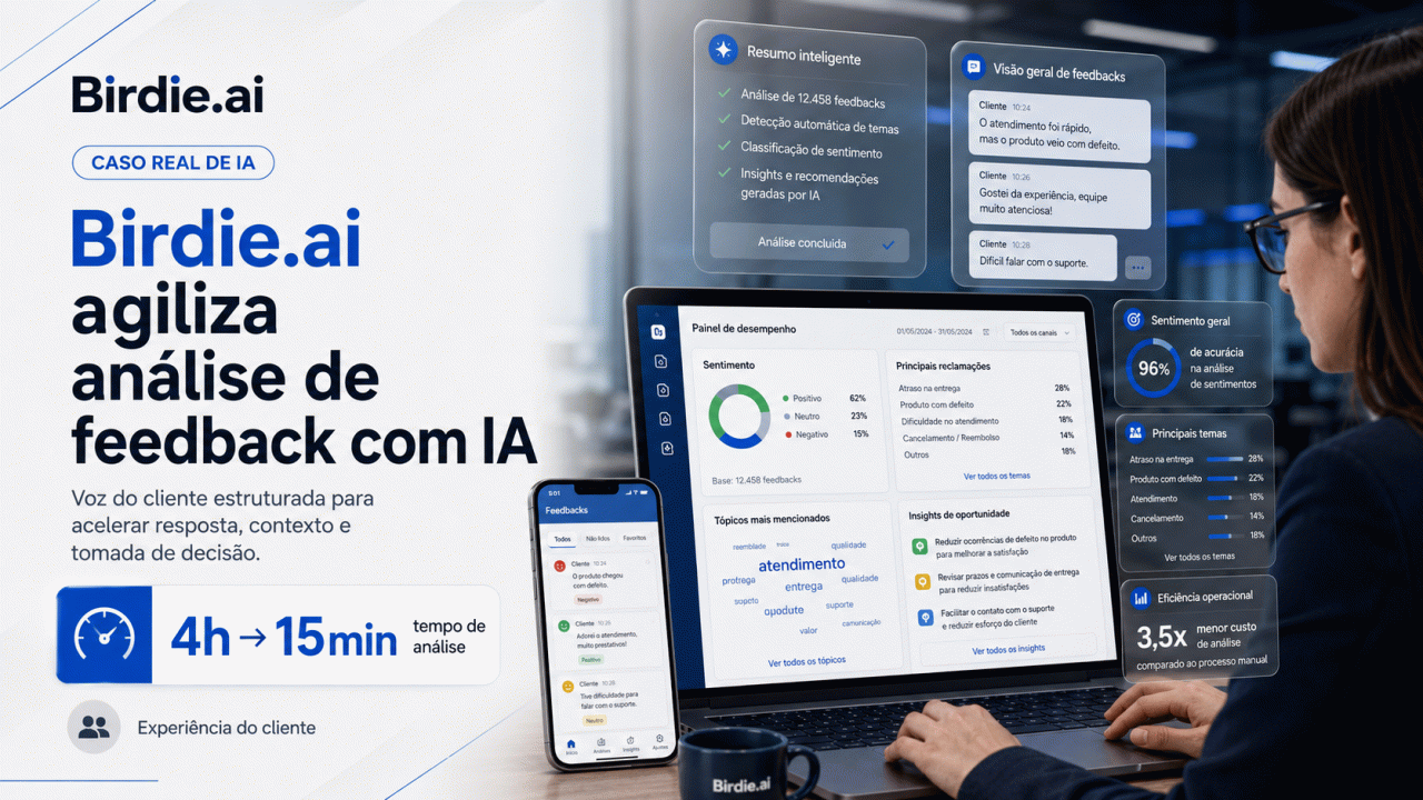 Como a Birdie.ai acelerou análise de feedbacks e melhorou respostas com IA