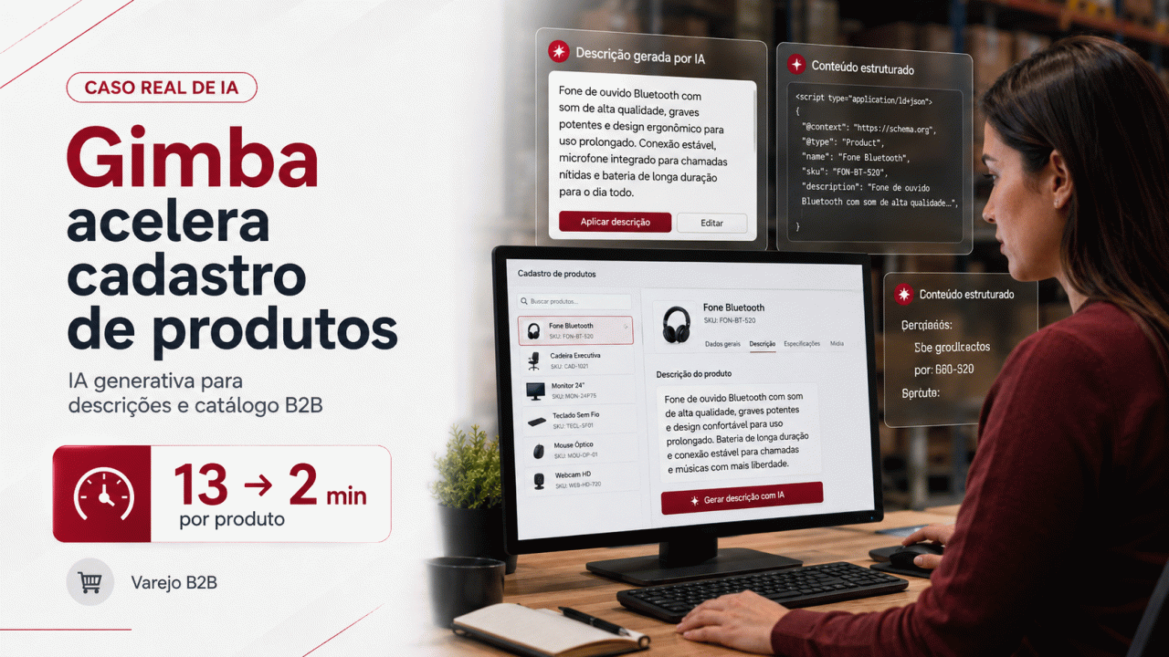 Como a Gimba reduziu cadastro de produtos de 13 para 2 minutos com IA generativa