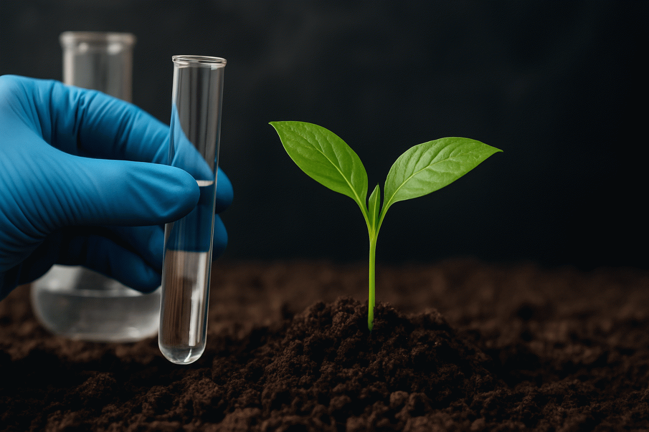 Imagem gerada por IA · Micróbios, Fertilizantes, Agricultura, Sustentabilidade · Assunto apurado por: MIT Technology Review