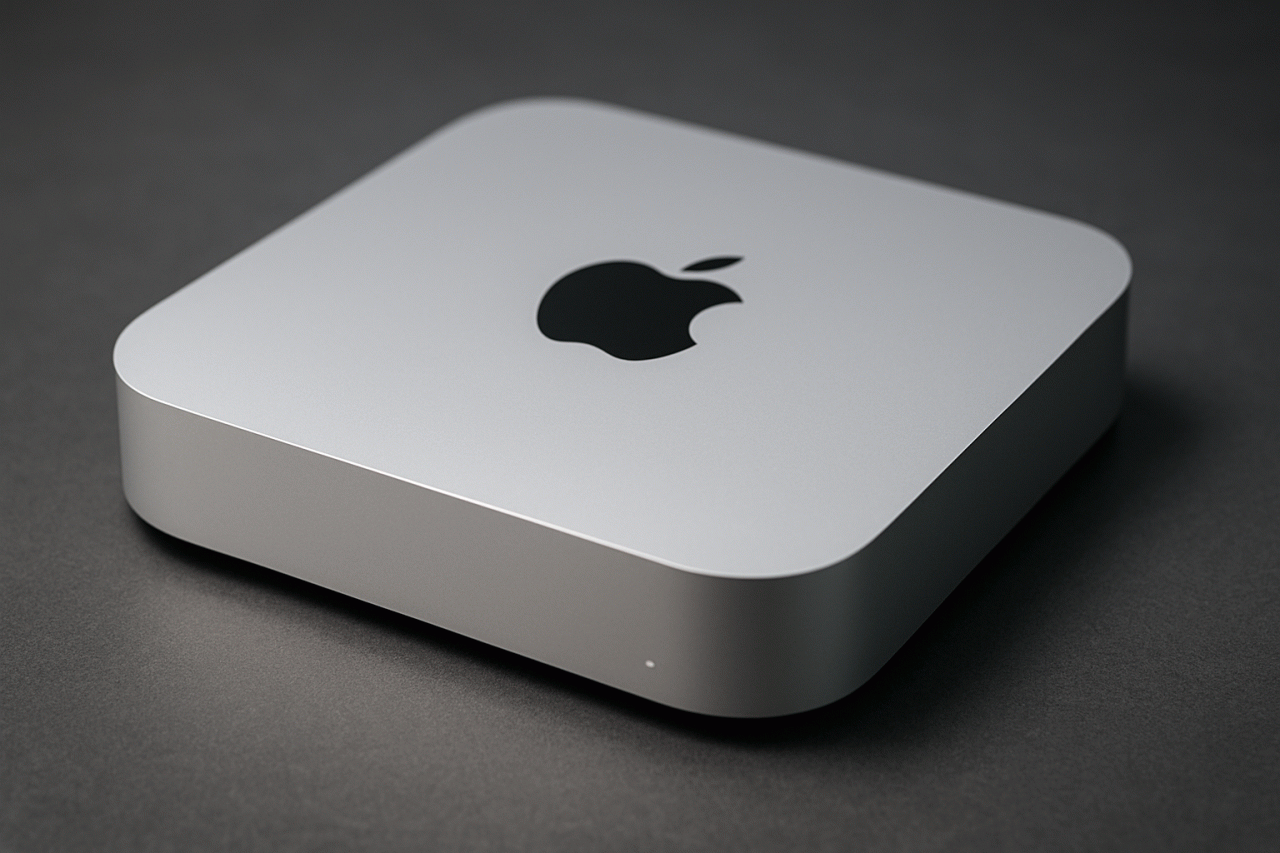 Imagem gerada por IA · Mac mini lançamento · Assunto apurado por: 9to5Mac