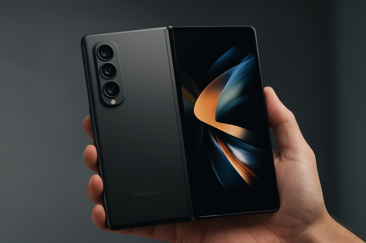 Imagem gerada por IA · Samsung Galaxy TriFold 2 · Assunto apurado por: 9to5Google
