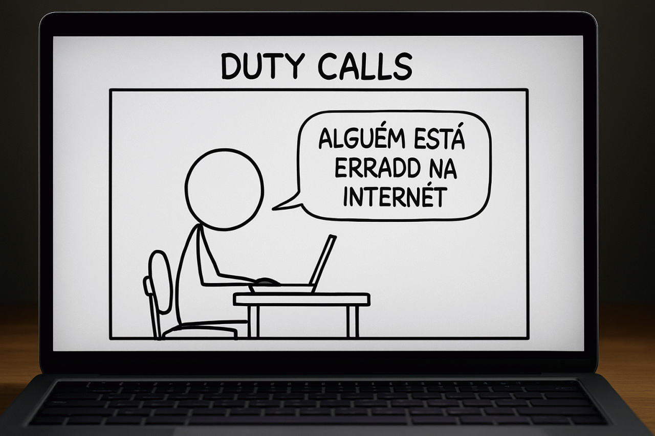 Imagem gerada por IA · XKCD Duty Calls internet · Assunto apurado por: Polygon