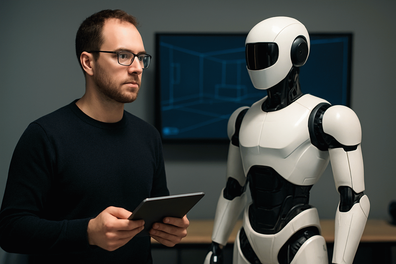 Imagem gerada por IA · Danijar Hafner Agentes IA Robôs · Assunto apurado por: MIT Technology Review