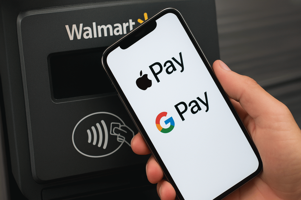 Imagem ilustrativa · Walmart Apple Pay Google Pay · Fonte: 9to5Mac