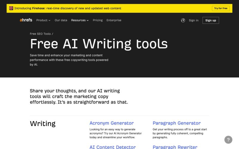 Ahrefs Writing Tools